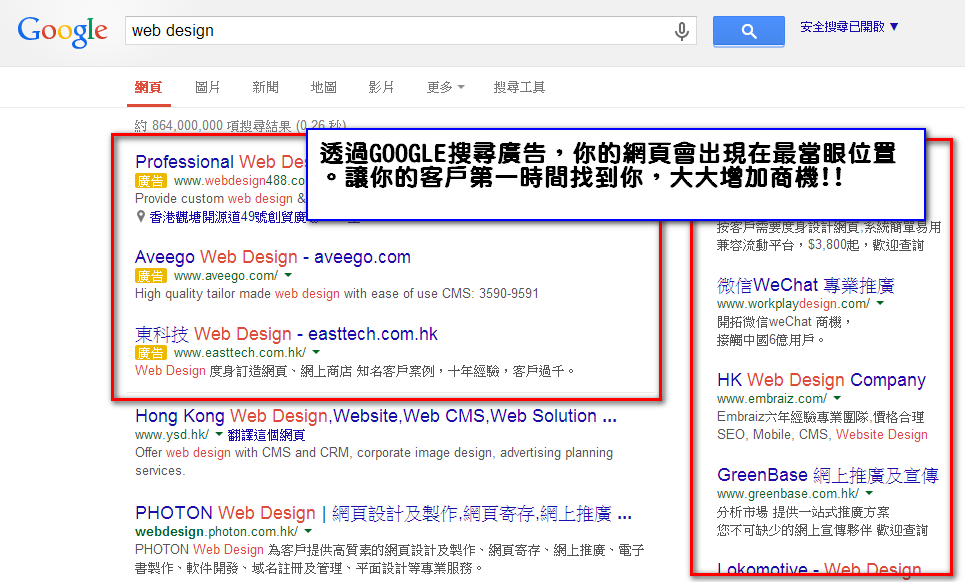 Google 搜尋廣告示例